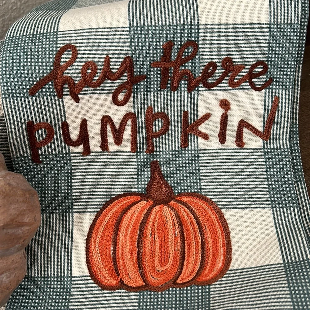 Fall Farmhouse Autumn Harvest pumpkin towels set of two
